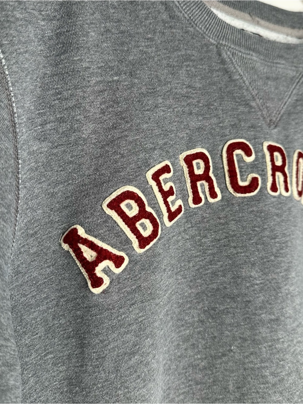 Abercrombie & Fitch Vintage Y2K Grey Crewneck Varsity Pullover Sweatshirt Sz M - Picture 4 of 8